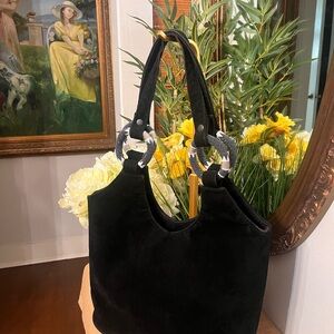 Absolutely Africa! Elegant Black Suede Women's Bag w embellished.